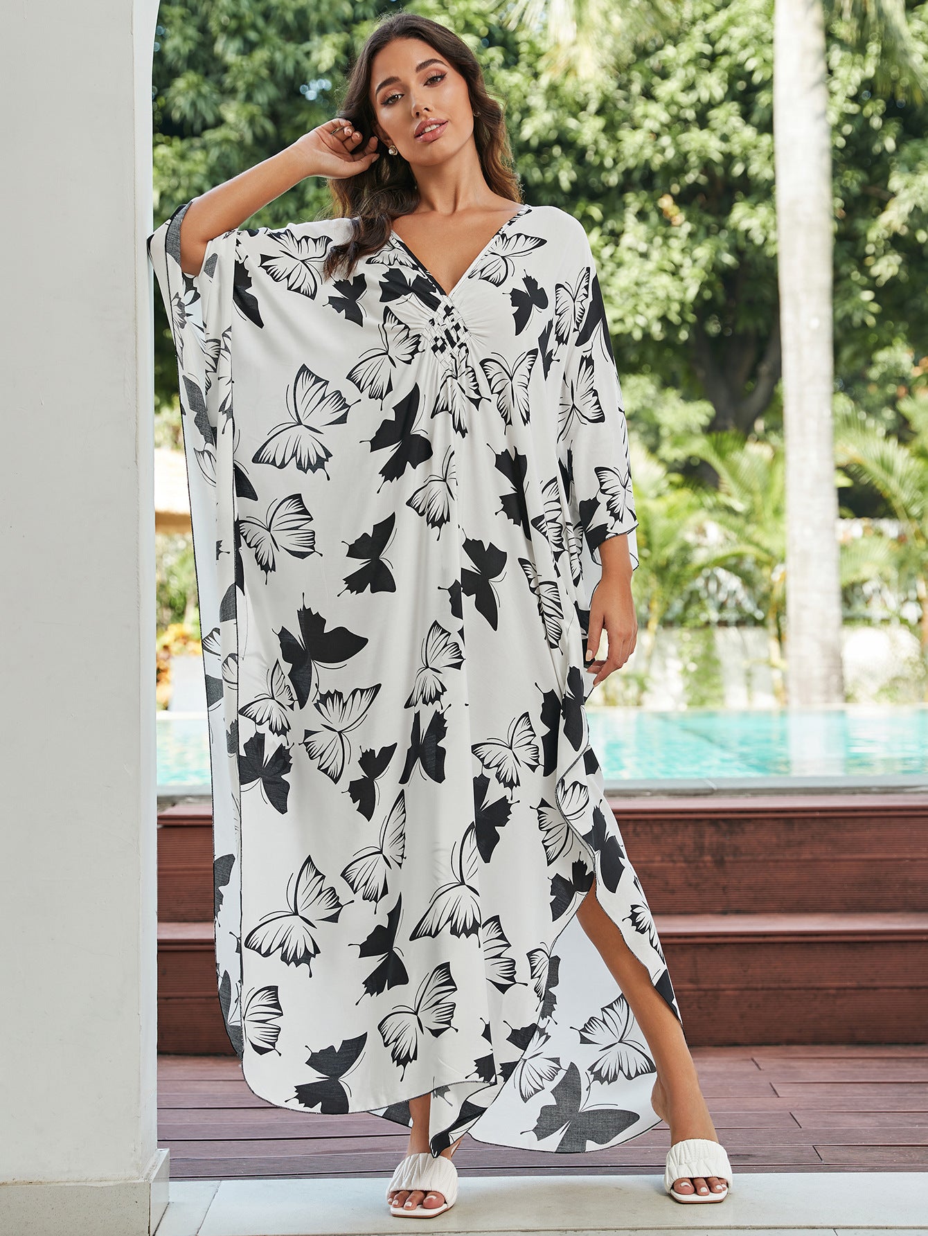 Cotton Beach Cover-up Vacation Sun Protection Long Dress