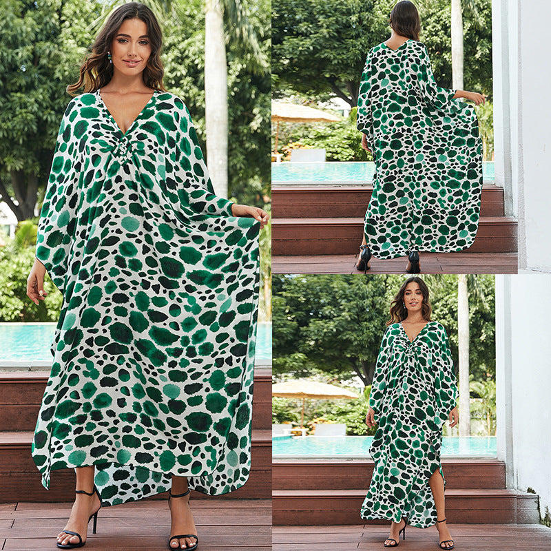 Cotton Beach Cover-up Vacation Sun Protection Long Dress