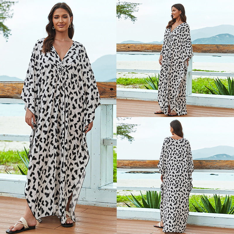 Cotton Beach Cover-up Vacation Sun Protection Long Dress