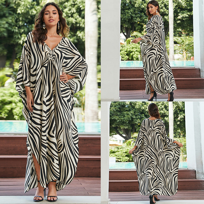 Cotton Beach Cover-up Vacation Sun Protection Long Dress