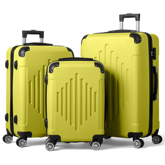 3-in-1 Trolley Case 20in 24in 28in ABS Aluminum Alloy Trolley Macaron Color - Cream Yellow