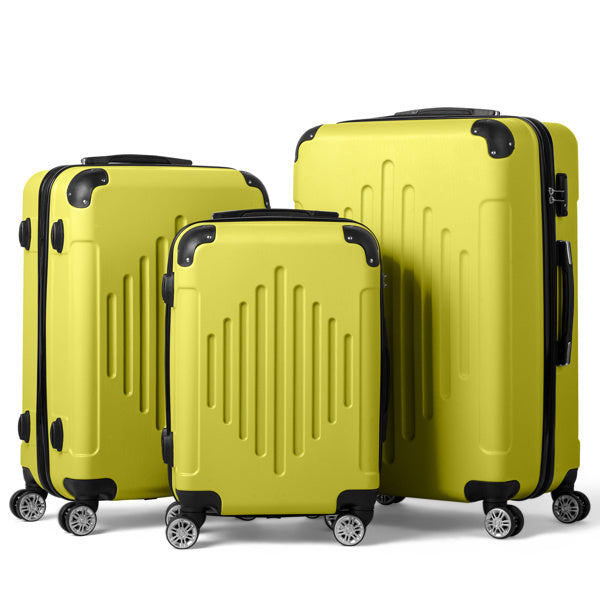 3-in-1 Trolley Case 20in 24in 28in ABS Aluminum Alloy Trolley Macaron Color - Cream Yellow