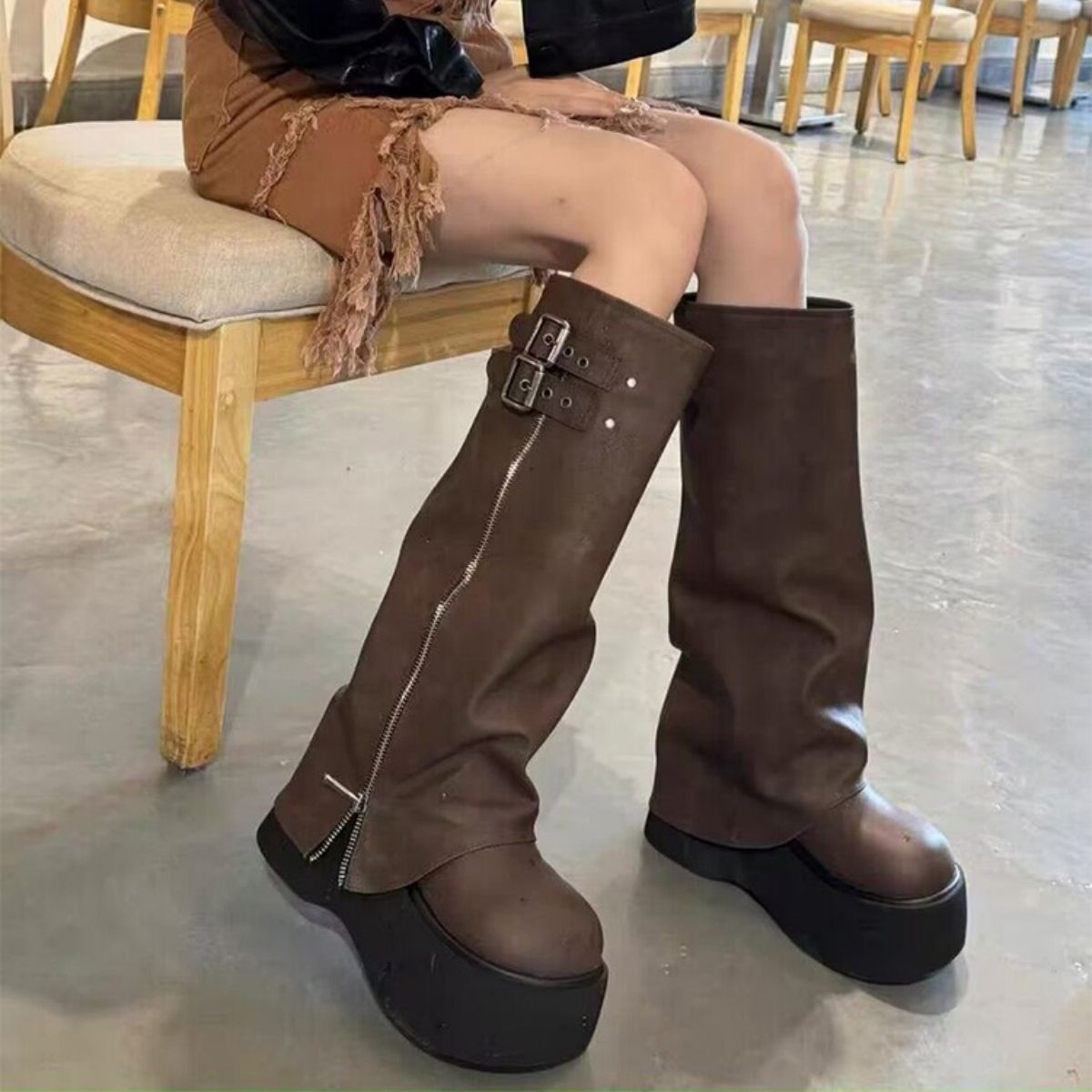 Thick Bottom Autumn And Winter Below The Knee Boots Women