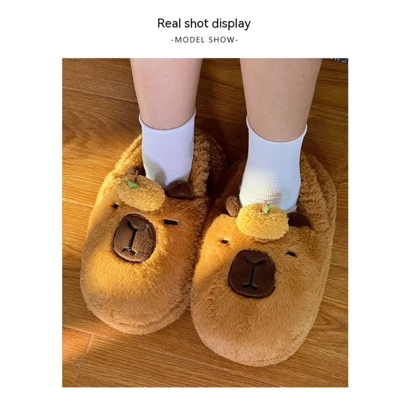 Emotional Stability Capybara Plush Slippers Winter Home