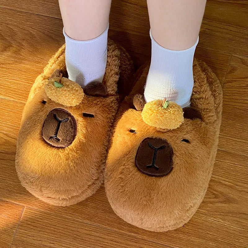 Emotional Stability Capybara Plush Slippers Winter Home