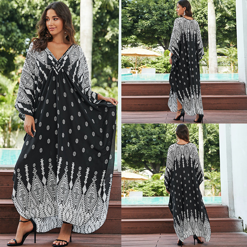 Cotton Beach Cover-up Vacation Sun Protection Long Dress