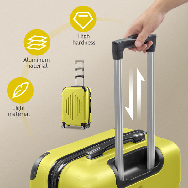 3-in-1 Trolley Case 20in 24in 28in ABS Aluminum Alloy Trolley Macaron Color - Cream Yellow